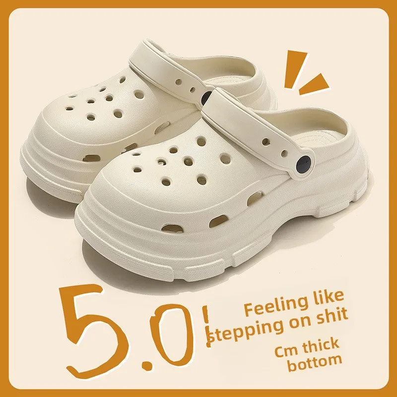 DIY Hole EVA Beach Sandals Women Thick Sole Non Slip Breathable Summer Slippers Lightweight Casual Outdoor Comfortable Footwear