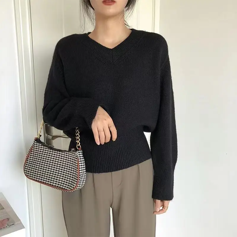 Pullovers Women Solid Simple Daily Creativity Sweet All-match Leisure Basics Prevalent Tender Autumn Warm Vintage Korean Style