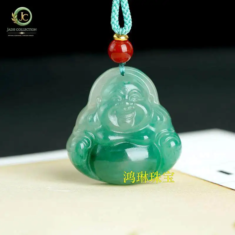 Dulong Jade/African Green Buddha Pendant Women's Maitreya Buddha Laughing Buddha Jewelry Jade Fidelity Pendant