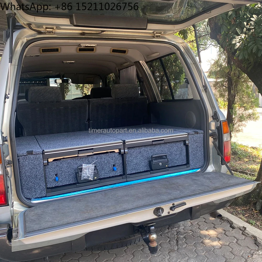 Dual Drawer Stainless Steel Cabinets Outdoor SUV Car Camper Kitchen System Fridge Slide Rear Interior Accessories  for LC80