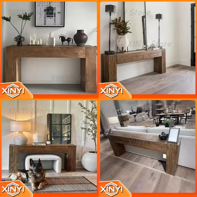 Solid Wood Entryway Console Table for Living Room Foyer Side Cabinet Furniture for Modern Home Decor Minimalist Hallway