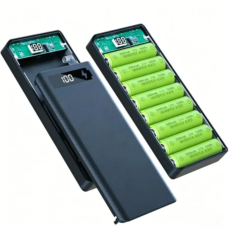 DIY Battery Charger, Power Bank Case, Fast Charging Box Suitable for Charging 8 18650 Batteries