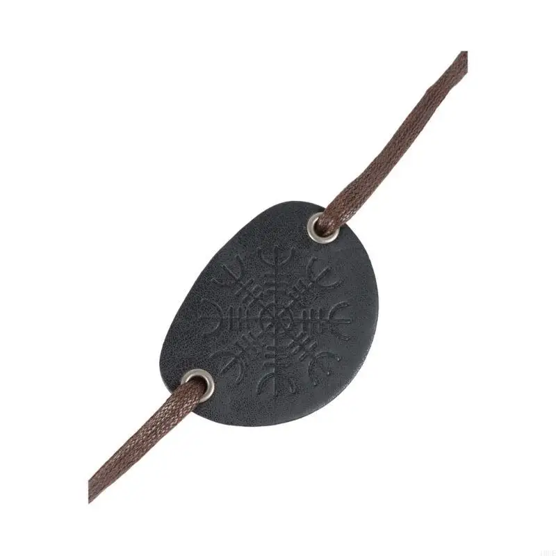 Medieval Leather Eye Patches Vintage Embossed Eye Covers Halloween Medieval Eyewear Accessory for Men LARP Role Playing 