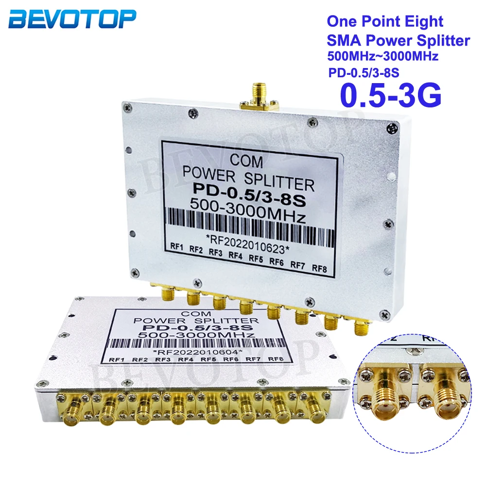 1PCS SMA Microstrip Power Splitter One Point Eight 0.5GHZ-3GHz SMA Female Connector RF Combiner WIFI 10W RF Power Splitter