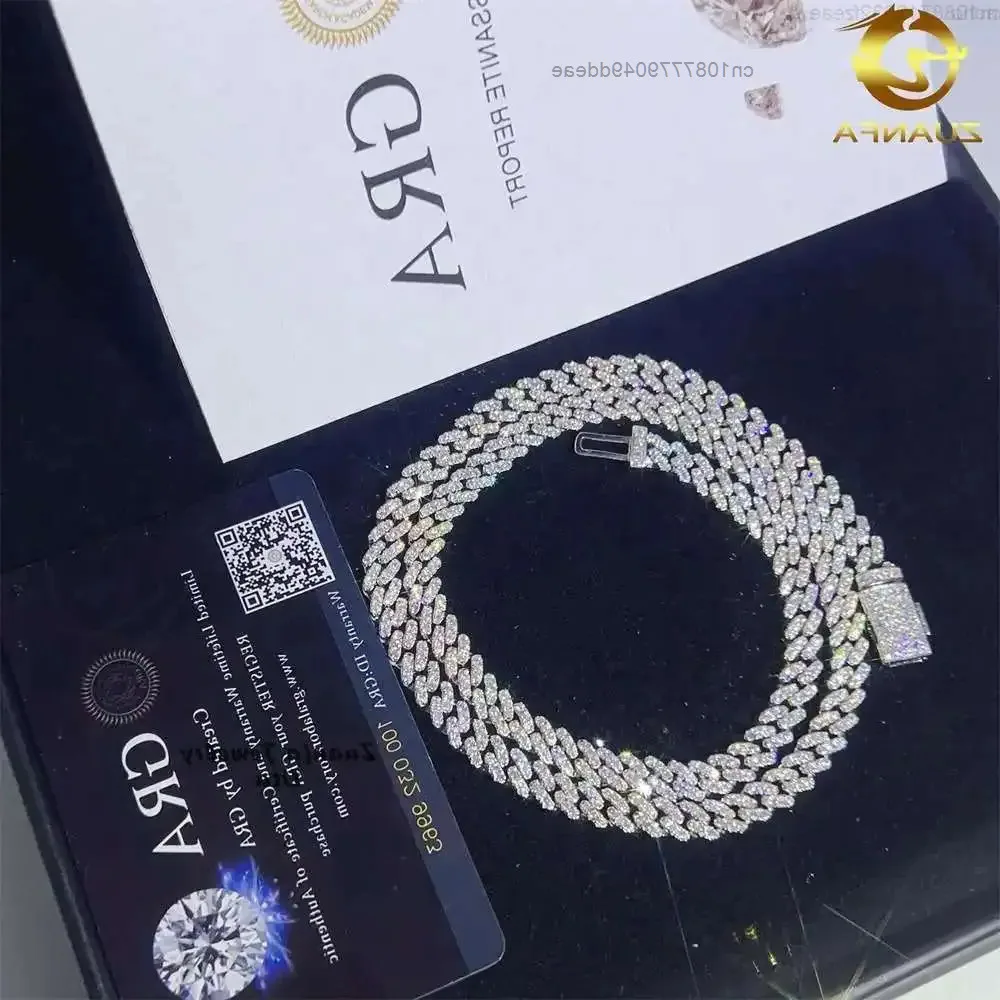 

Оптовая цена, белое золото, однорядный камень, тонкий 6 мм, серебряный Vvs, муассанит, бриллиантовая кубинская цепочка