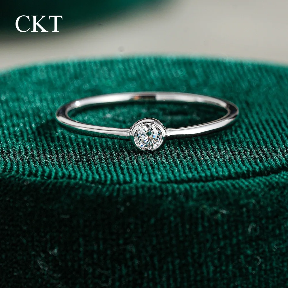 

CKT Setting 0.1ct Moissanite Engagement Rings for Women Platinum Pt950 Solitaire Diamond Ring Wedding Bands Fine Jewelry