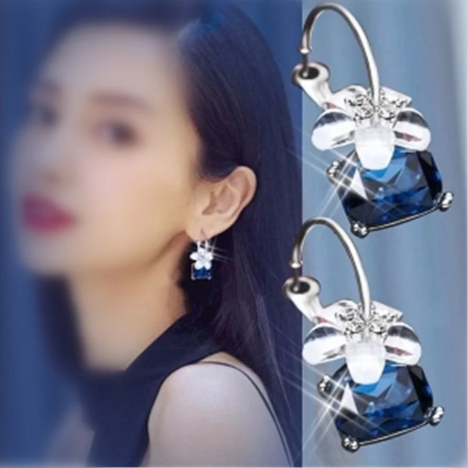 2024 New Arrivals Hot Trendy Fashion Flowers Bijoux Brincos Oorbellen Square Colorful Crystal Earrings For Women Jewelry