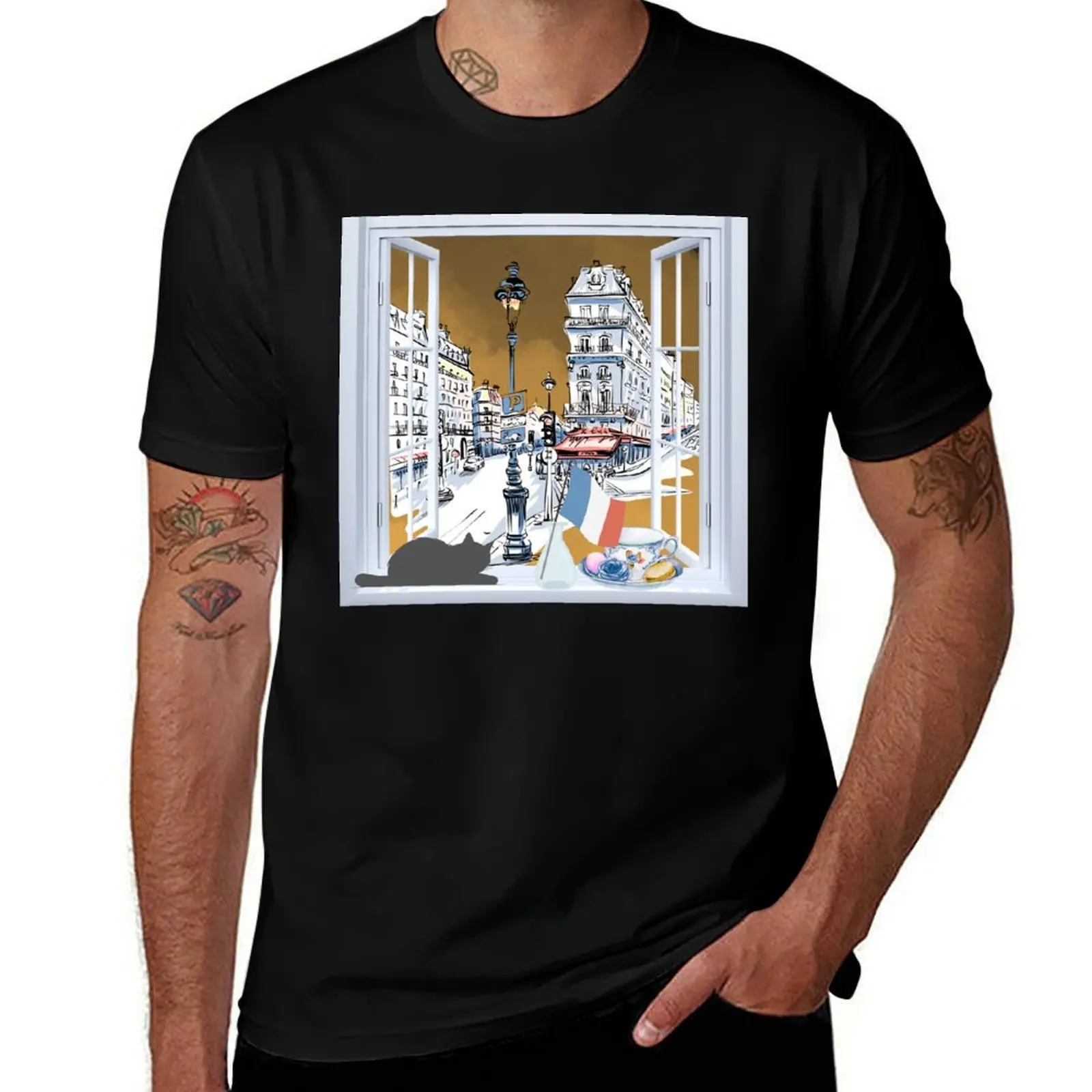 

Window view to a French town T-Shirt vintage anime shirt affliction shirts hippie clothes mens t shirts casual stylish