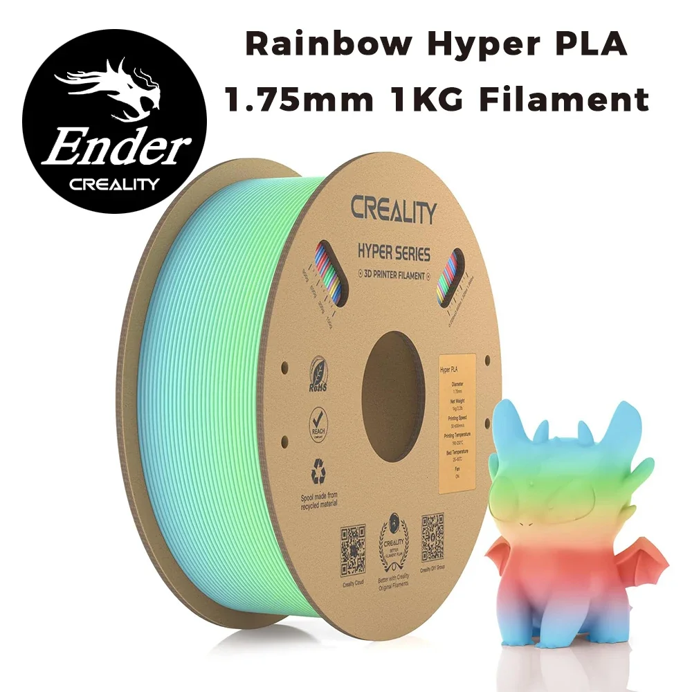

Радужная нить Creality Hyper PLA 1,75 мм, 1 кг, многоцветные высокоскоростные печатные материалы с градиентом для принтеров FDM