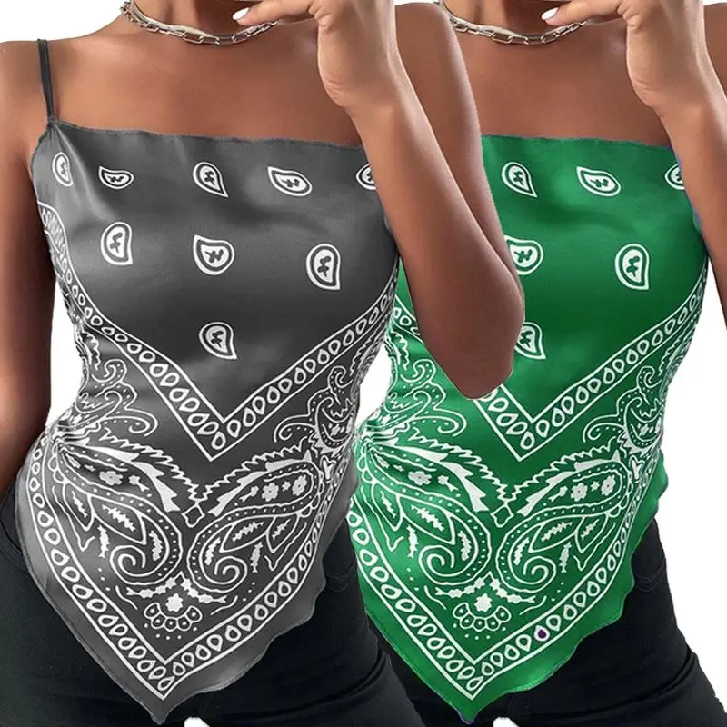 S5XL 8-kleuren bedrukt vierkant ne bal strik satijnen vest dames zomer svel strap vest gestreept polyester casual top