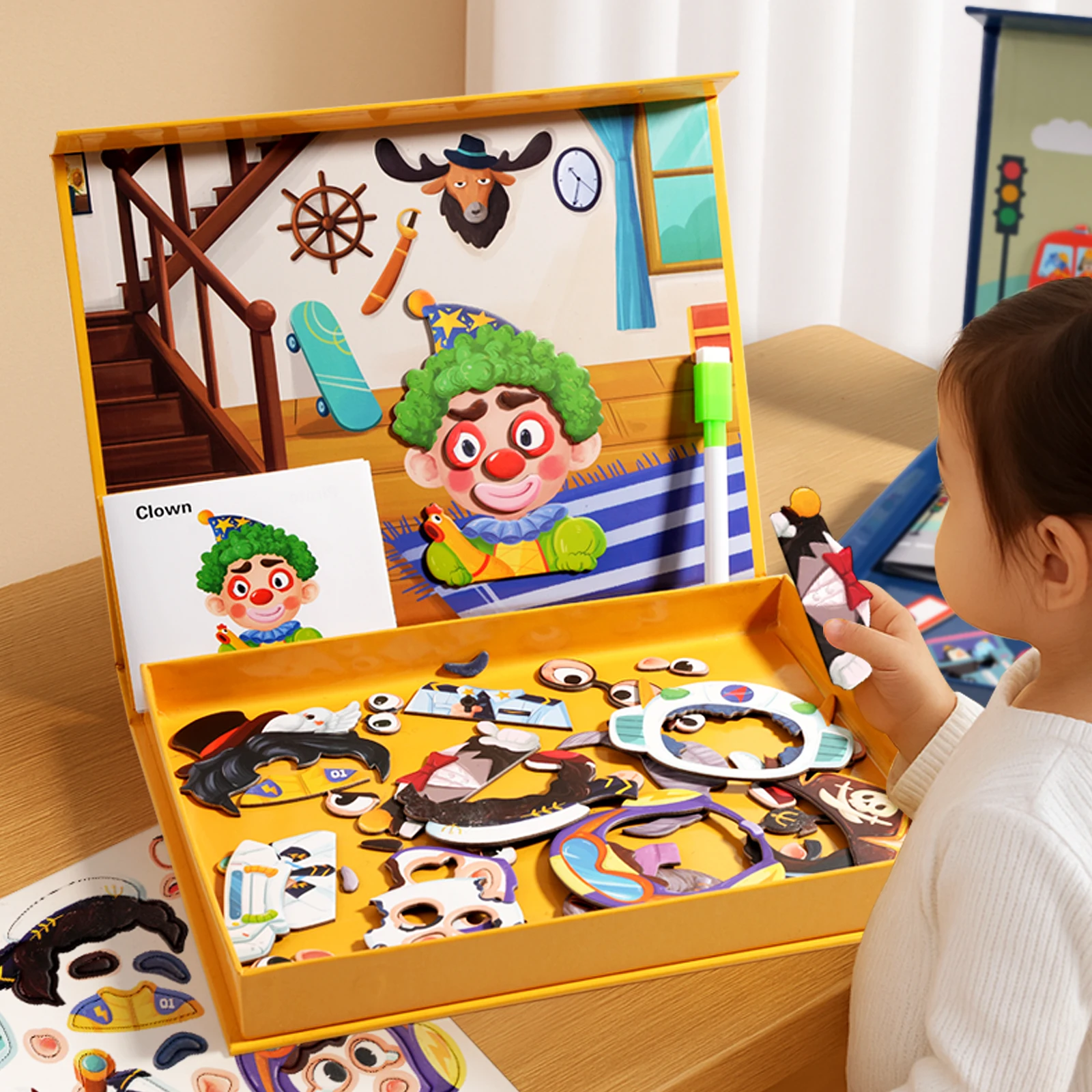 5 Theme Magnetic Puzzle Book Set Face-Changing Animal Dinosaur Traffic Girl Dress Up Portable Reusable Learning Children's Toys