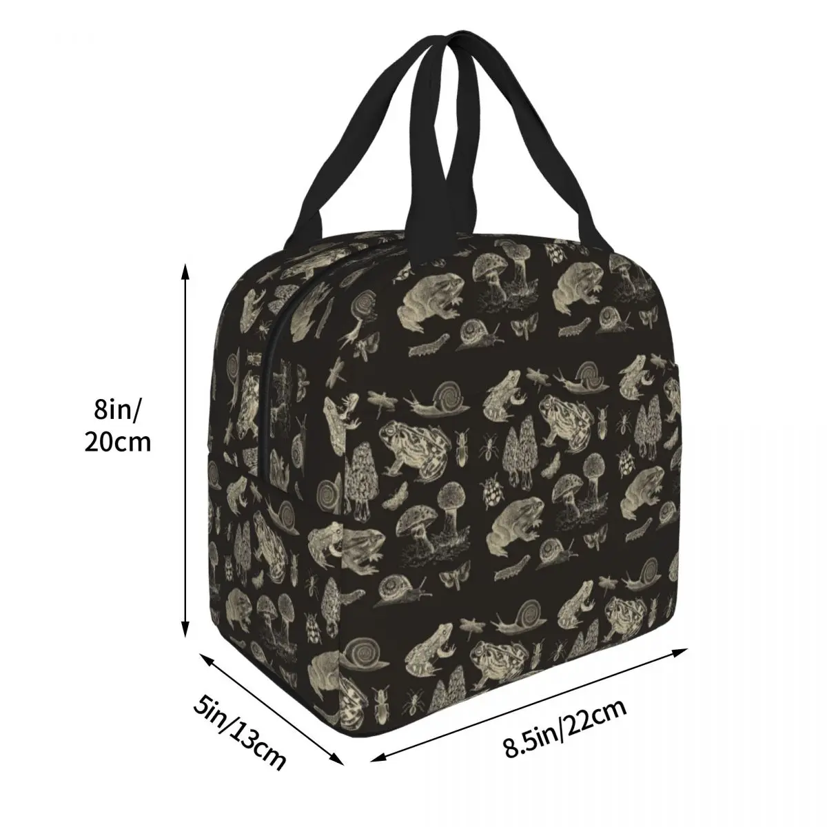 Frog, Mushroom, Snail, And Moth Insects Lunch Bags Insulated Bento Box Lunch Tote Leakproof Picnic Bags Cooler Thermal Bag