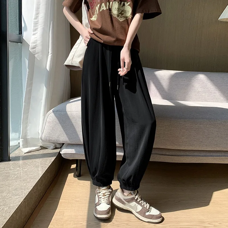 Bla taille haute pantalon à jambes larges femmes été mince nouveau Sle décontracté neuf Points Protection solaire Harlan carotte pantalon coupe ample