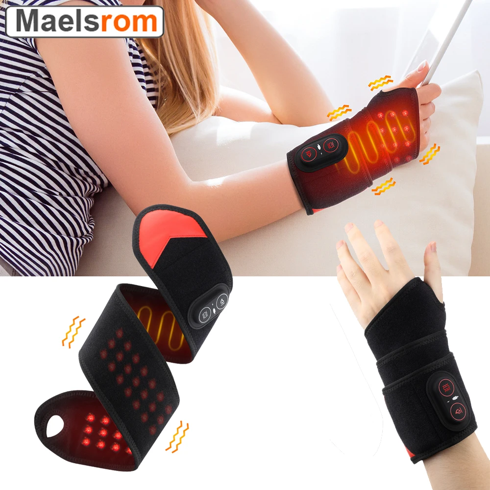 

Cordless Wrist Hand Heating Pad Massage for Pain Relief Red Light Therapy Massager Belt for Arthritis Rechargeable Wrist Brace