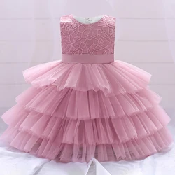 Summer Flower Princess Kids Baby Dress For Girls 1 Years Birthday Party Wedding Bow Dresses Christmas Baptism Prom Girl Clothes