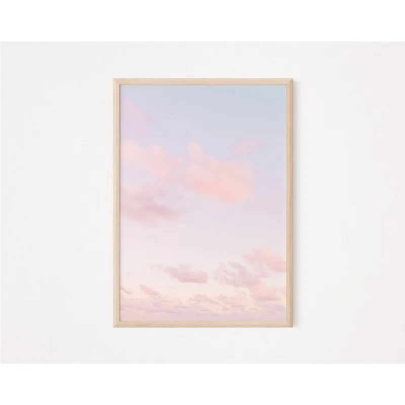 Birds Flying Blush Pink Blue Sky Pastel Cloud Sunset Poster Canvas Printing Decor Living Room Bedroom Wall Art Home Decor Gifts