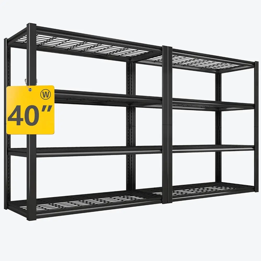 

40 Wide Heavy-Duty Adjustable 4-Tier Metal Shelving, 2240 lbs Capacity, 2-Pack for Garage & Storage