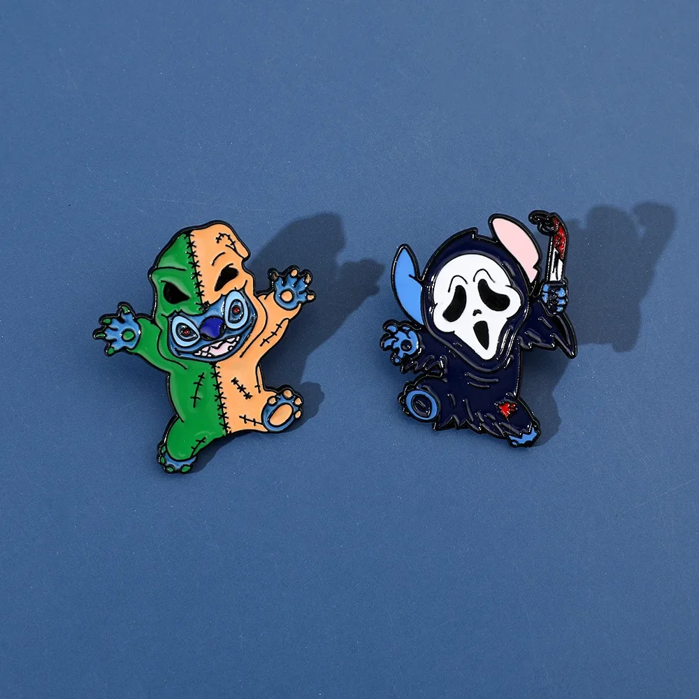 Halloween Stitch Enamel Pin Badge Stich Cosplay Brooch Punk Metal Classic Lapel Clothes Sweater Custom Kids Jewelry Gifts