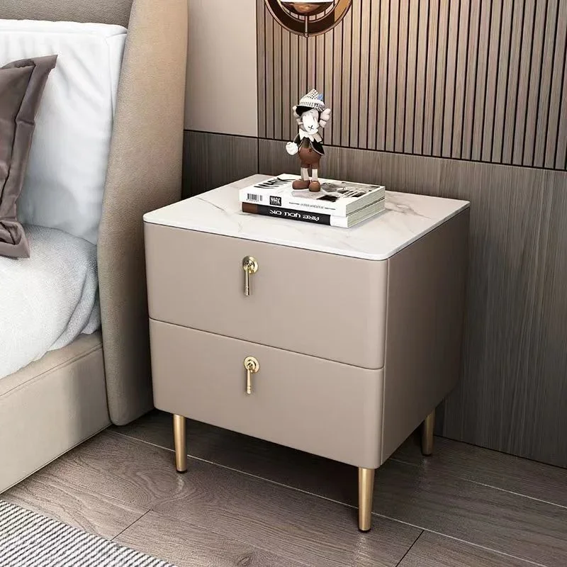 Simple Modern Solid Wood Nightstands for Home Furniture Slate Bedside Table Nordic Designer Light Luxury Bedroom Nightstand