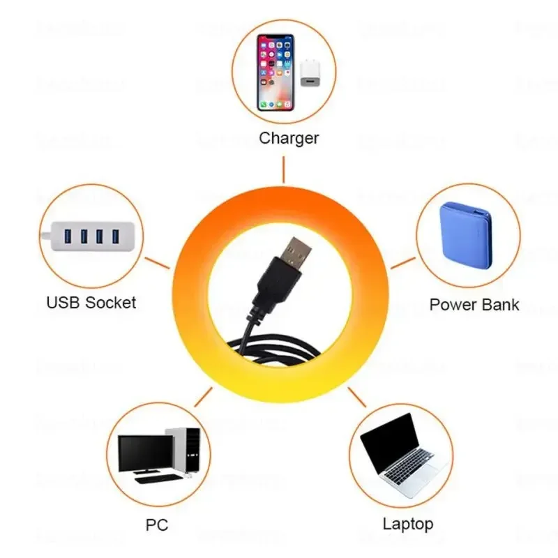 USB غروب الشمس غروب الشمس أجواء ضوء التصوير الذاتي ضوء LED قوس قزح النيون ليلة كشاف ضوئي التصوير جدار الغلاف الجوي الخفيفة