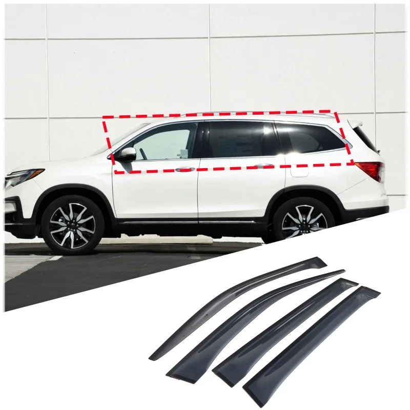 

For Honda Pilot 2015 2016 2017 2018 2019 2020 2021 2022 ABS Black Car Sun Rain Guards Weather Shileds Car Accessories