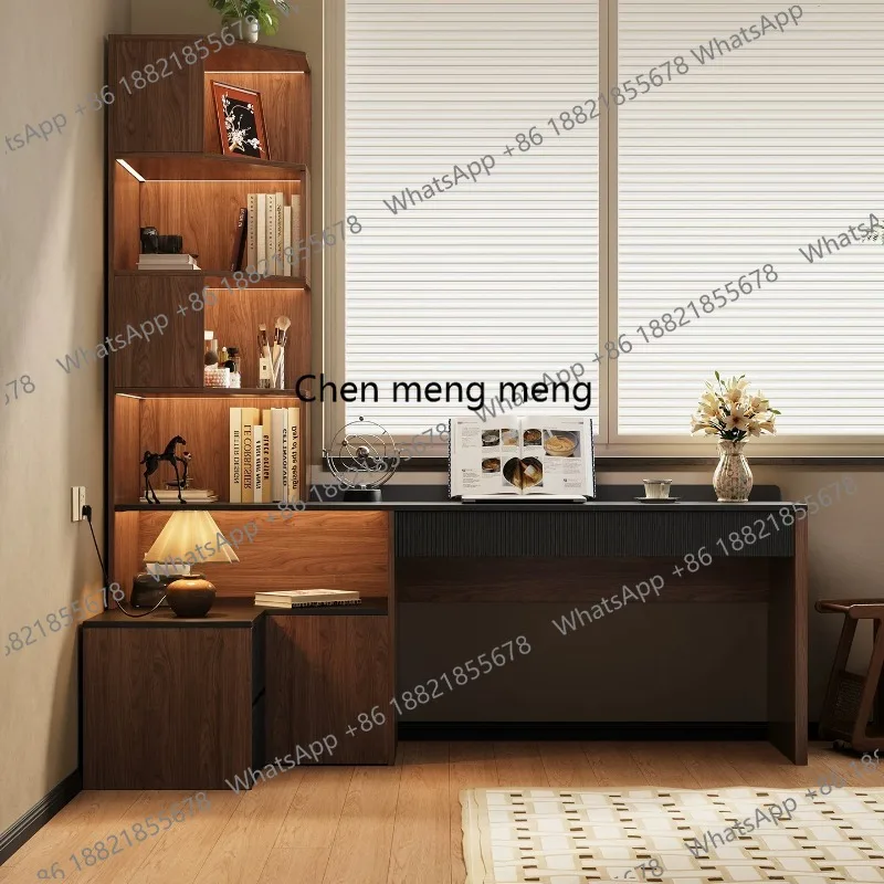 Medieval style desk bookshelf integrated corner home bedroom computer, learning writing table retro