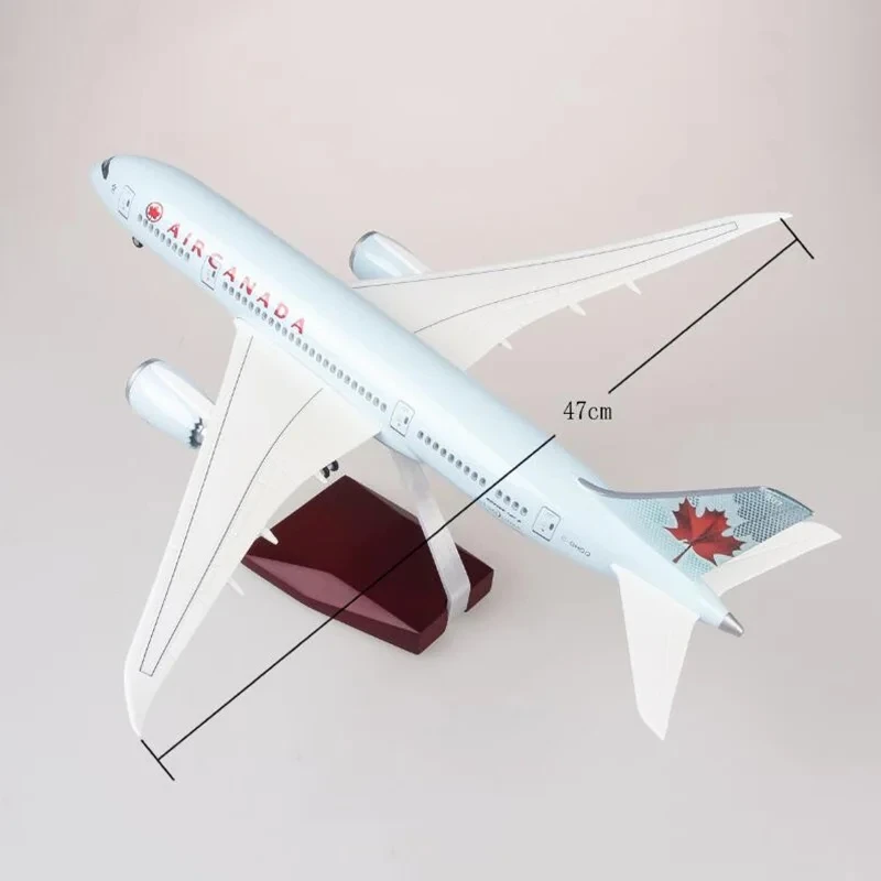 43cm Plane Model B787 Canada Airways Plastic Model 1/130 Scale Diecast Airplane With Display Stand For Static Decoration Gifts