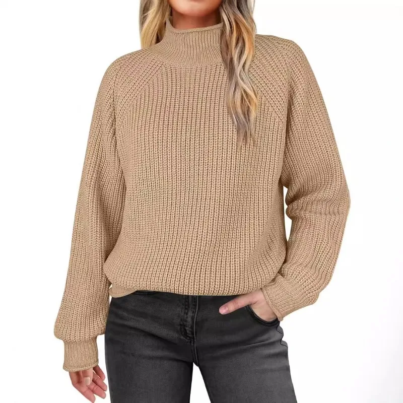 

Autumn and winter new solid color pullover turtleneck knitted sweater top long sleeve sweater women's clothing