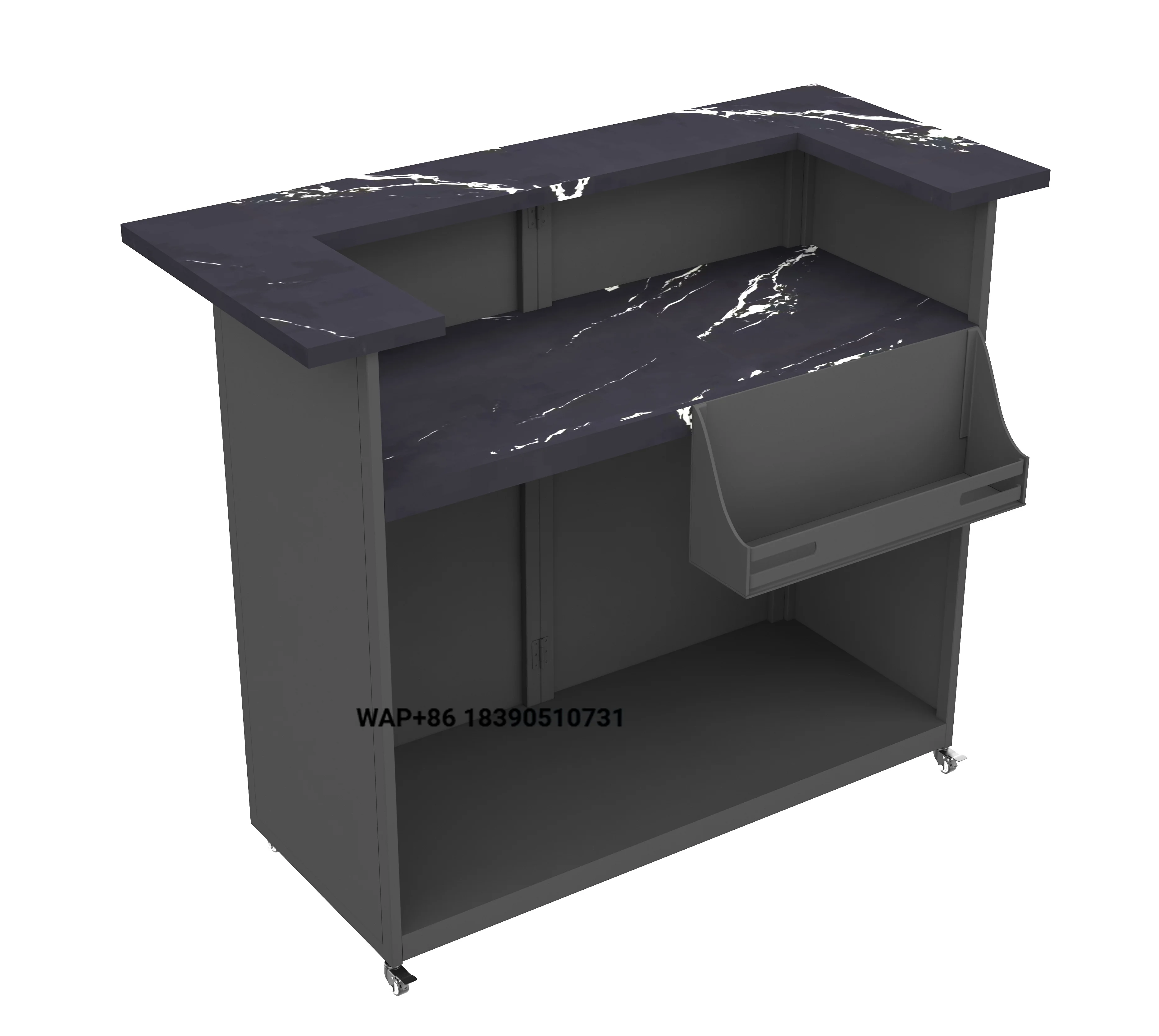 Foldable Iron Black Bar Counter Outdoor Cocktail Station for Snack Food Candy & Chips with Logo