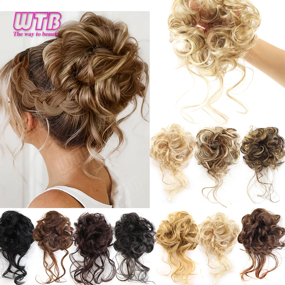 Elegant Women's Synthetic Curly Donut Hair Extension -Rubber Band Hair Bun Easy-to-Style for Daily Wear & Christmas Parties
