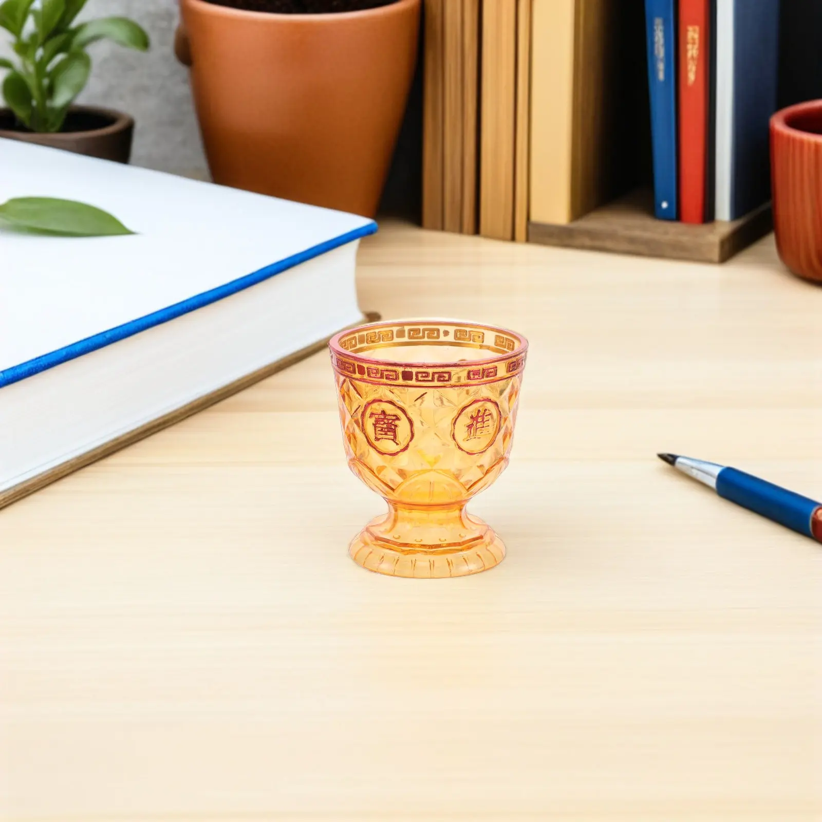 1Set Elegant Gold Buddhist Altar Chalice Cup Set Mini Goblet Vintage Ritual Bowl Water Sacred Worship Bowls Sacrificial