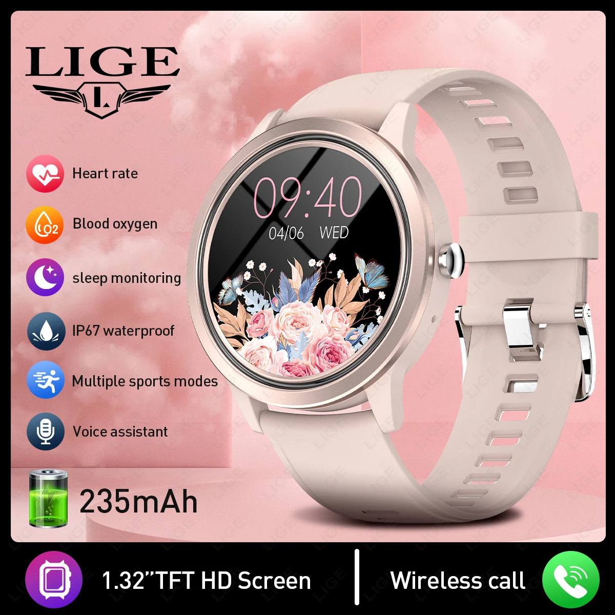 LIGE New Smart Watch Women 1.32