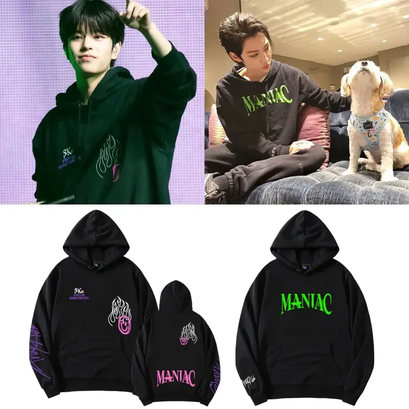 Kpop Stray Kids MANIAC North American World Tour Concert Official same model Hoodie Unisex Casual Pullover Coat Tops JS2272