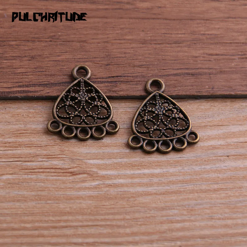 PULCHRITUDE 20pcs 18*22mm Two Color Zinc Alloy Vintage Pendant Charm Jewelry DIY Hollow Connector Pendant Necklace