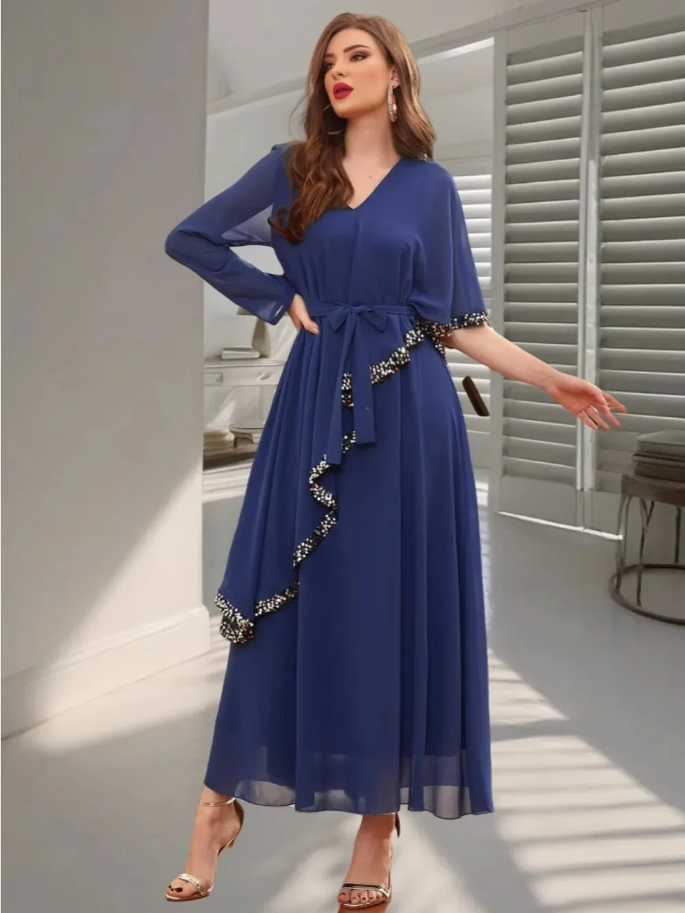 

Ид Мусульманская Абая для женщин Вечерние платья с блестками Джалабия Рамадан Марокко Vestidos Дубай Абая Кафтан Ислам Арабский длинный халат 2026