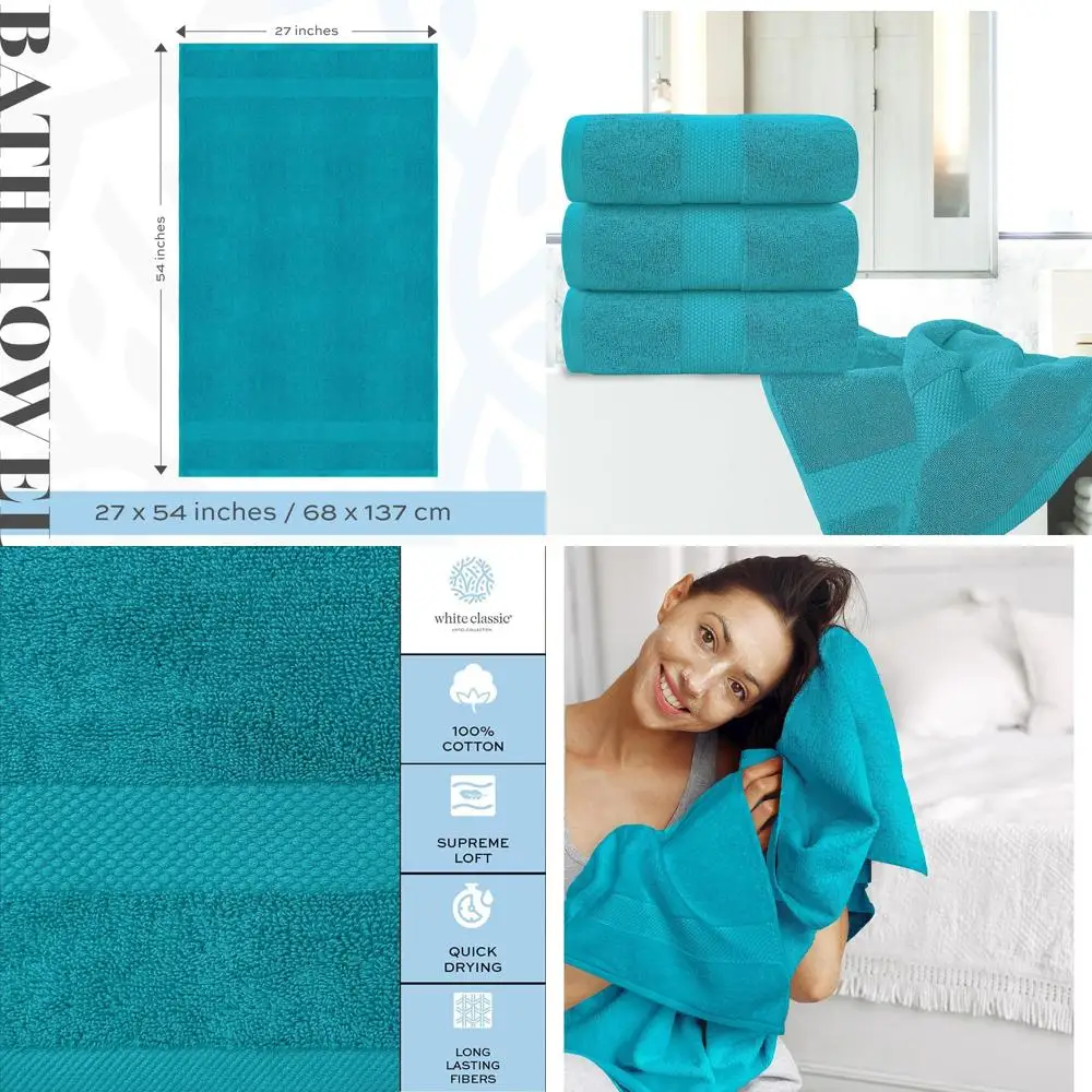 

Набор из 4 премиальных хлопковых банных полотенец плотностью 700 GSM, 27x54 дюйма - ультрамягкие, высокоабсорбирующие, быстросохнущие, идеально подходят для гостиничного качества