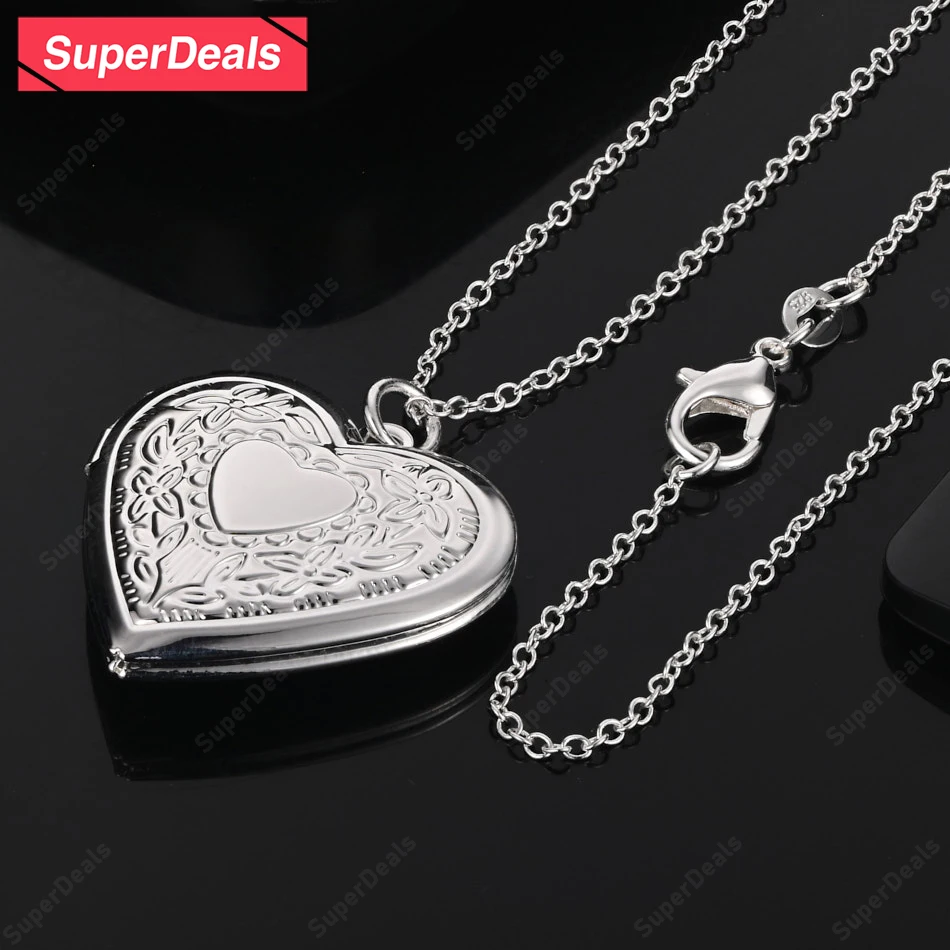 

SuperDeals 16-30 Inch 925 Sterling Silver Heart Pendant Necklace Women Nice Sweet Romantic Jewelry For Engagement Gifts Party