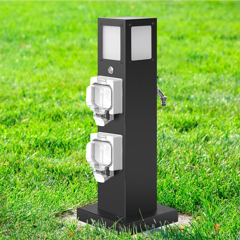 Two Sockets Hydroelectric Power Socket Key Switch Stainless Steel Extension Socket 2 Outlets IP66 Level US EU Plug 110-250V