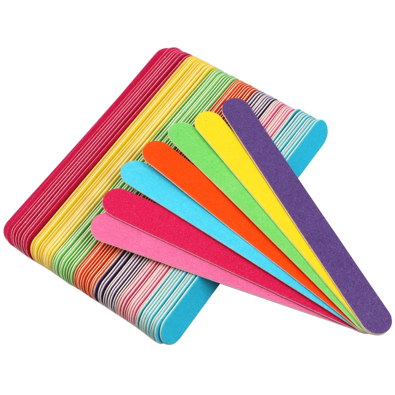 5/10/50 Pcs Wooden Nail Files, 180/240 Grit Double Sided Colorful Thin Straight Nail Emery Sticks, Professional Nail Art Tools