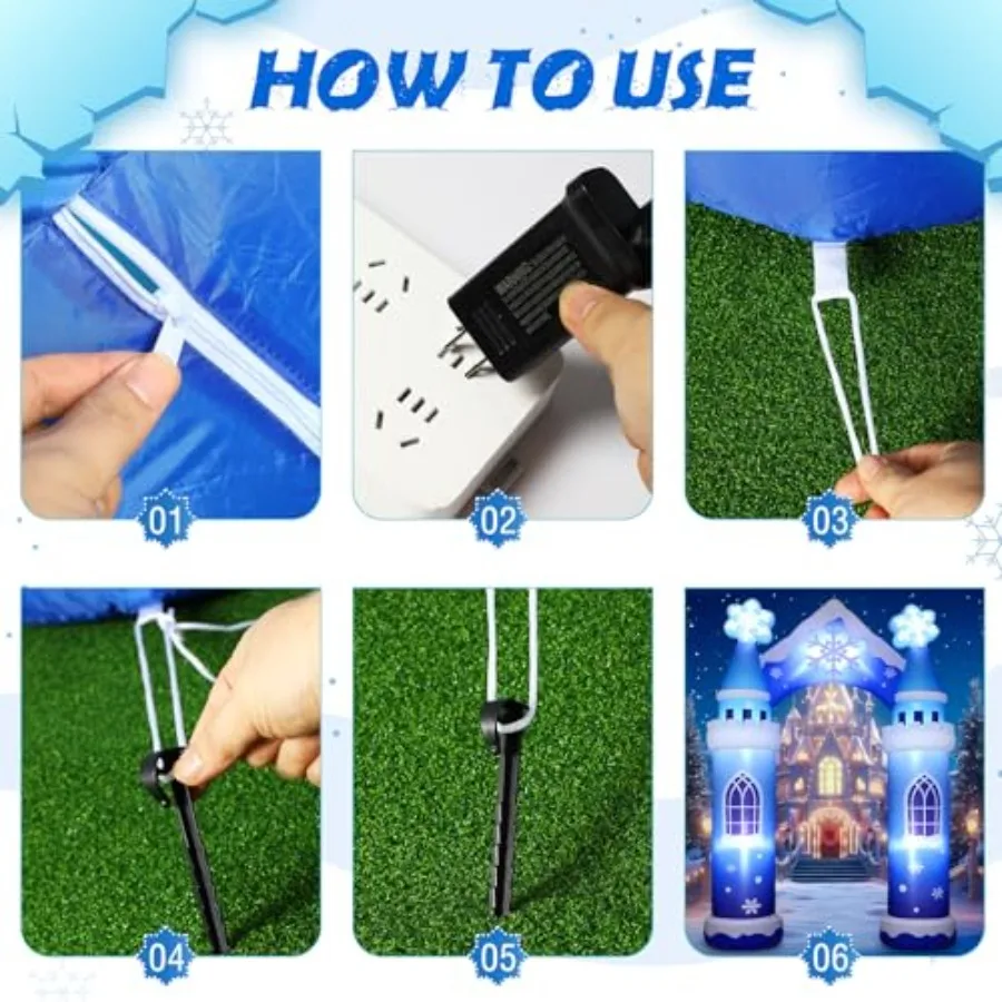 Sotiff 10ft Winter Sneeuw Kasteel Boog Opblaasbare Decoratie Winter Wonderland Opblaasbare Boog Ingebouwde LED Licht Giant Ice Sno