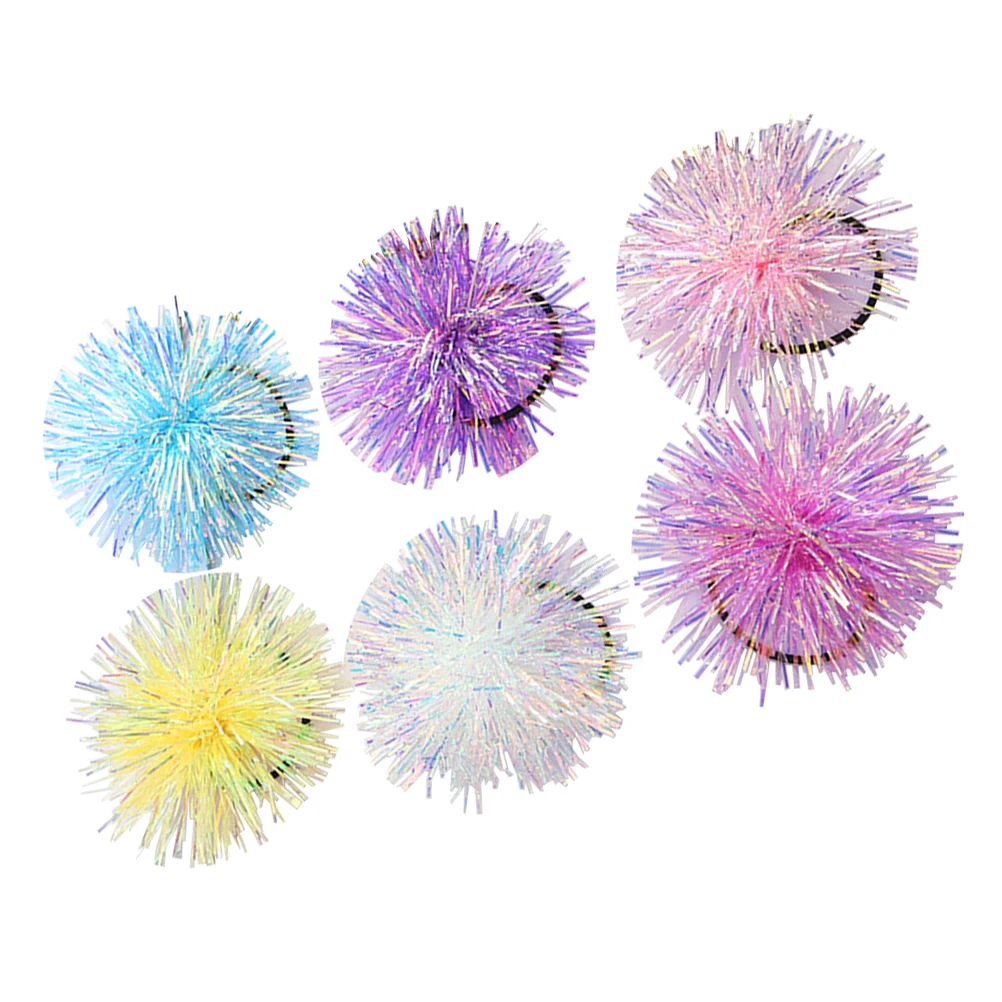 

6pcs Bright Hair Rings Shiny Elastic Bands Ponytail Holders Pom Ties for Party Birthday Christmas Gift Hair