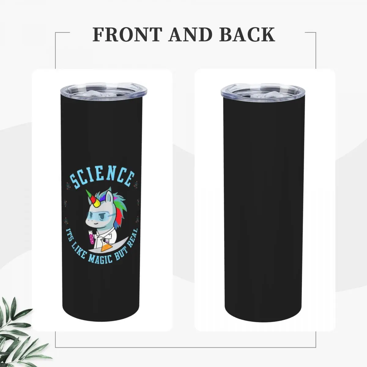 Science It's Like Magic But Real Unicorn Stainless Steel Tumbler Vacuum Insulated Mugs Thermal Cold Cup Straws With Lid 20oz
