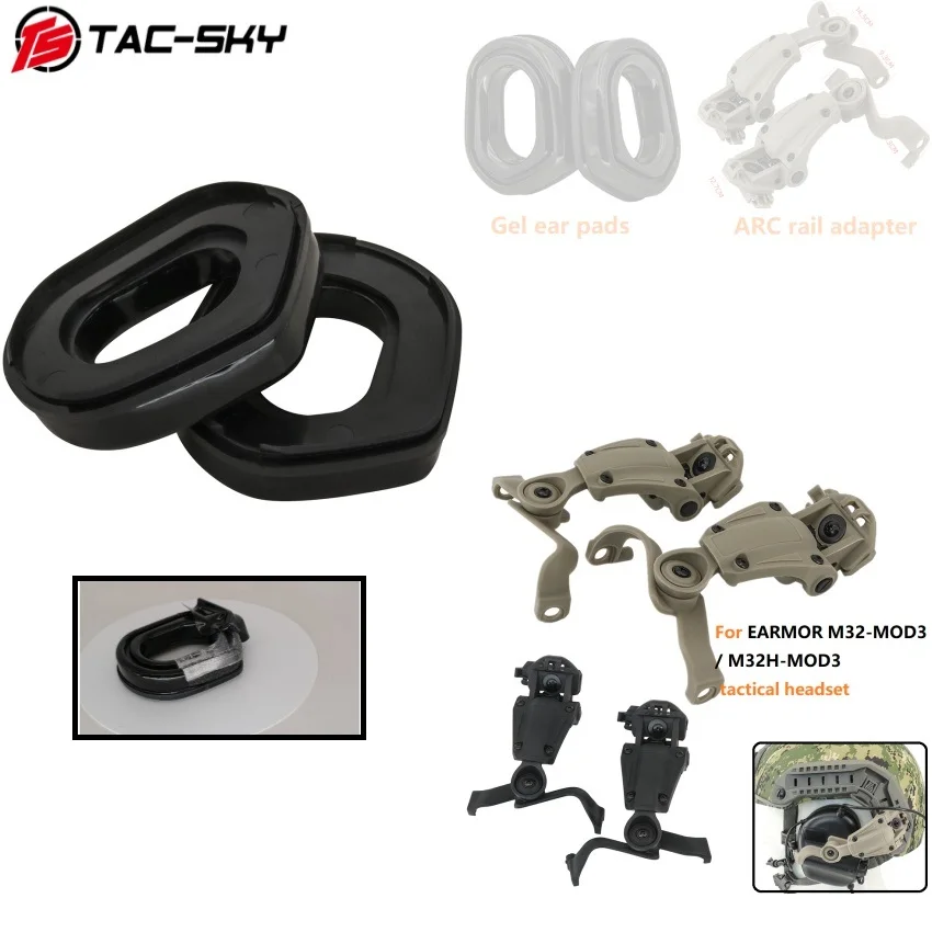 Outdoor Shooting Game Headset Compatible with OPSMEN EARMOR M32 / M32H Tactical ARC Rail Adapter with Gel Ear Pads