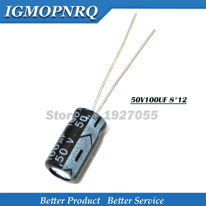 50PCS 50v100uf 8*12mm 100uf 50v  100uf50v 8x12  Electrolyti Electrolytic capacitor new