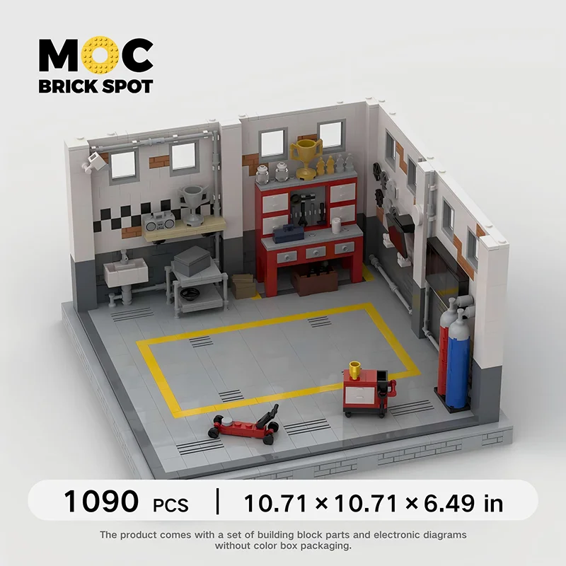 مجموعة مكعبات بناء مشهد المرآب MOC - 1090 طوب دقيق |   نموذج عرض سيارة سباق السيارات الرياضية سبيد بطل المدينة