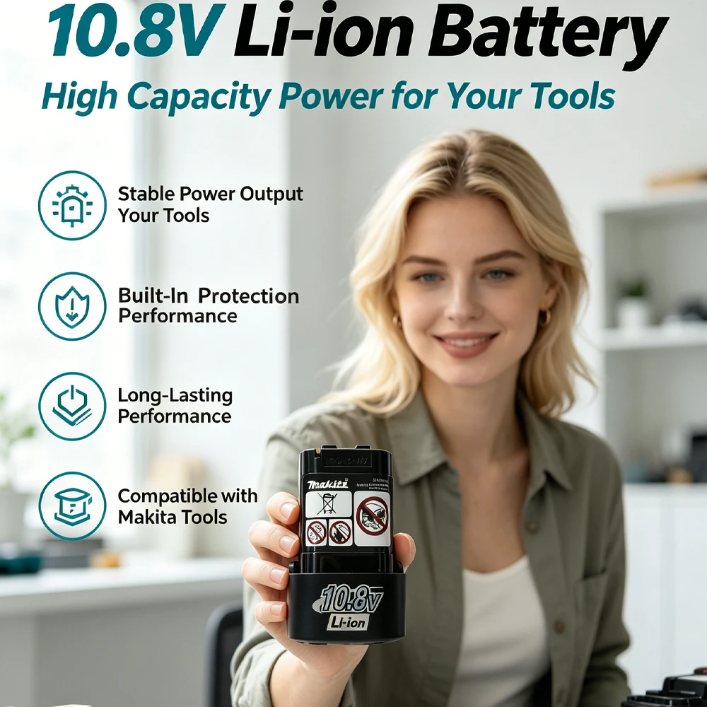 High Capacity 10.8V Rechargeable Battery and Charger Combo Suitable for Makita DF030D BL1013 BL1020 BL1030 Power Tools 56466