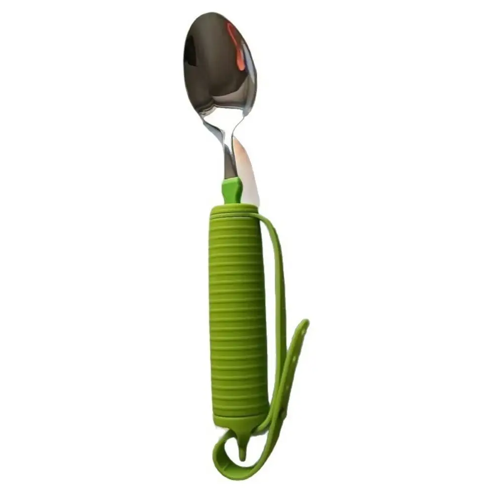 Anti-Shake Stainless Steel Fork and Spoon Portable Ergonomic Elderly Auxiliary Tableware Safe Feeding Lightweight Food Aid Spoon