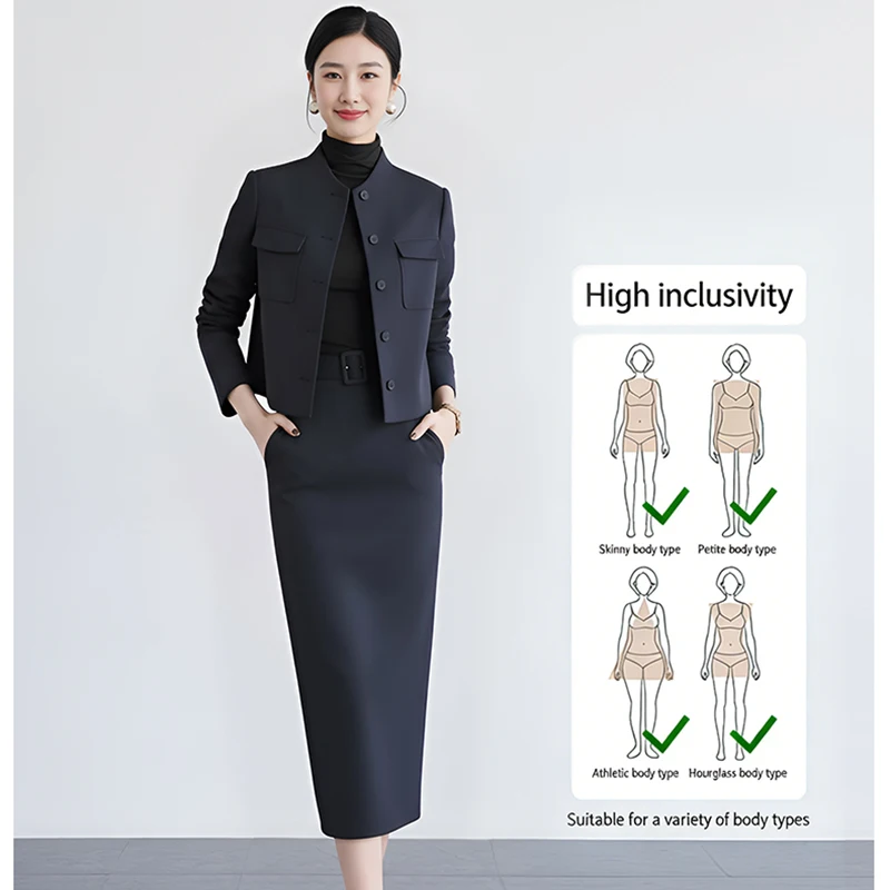 

Элегантный деловой костюм-двойка для женщин: приталенный пиджак и брюки для офиса и работы