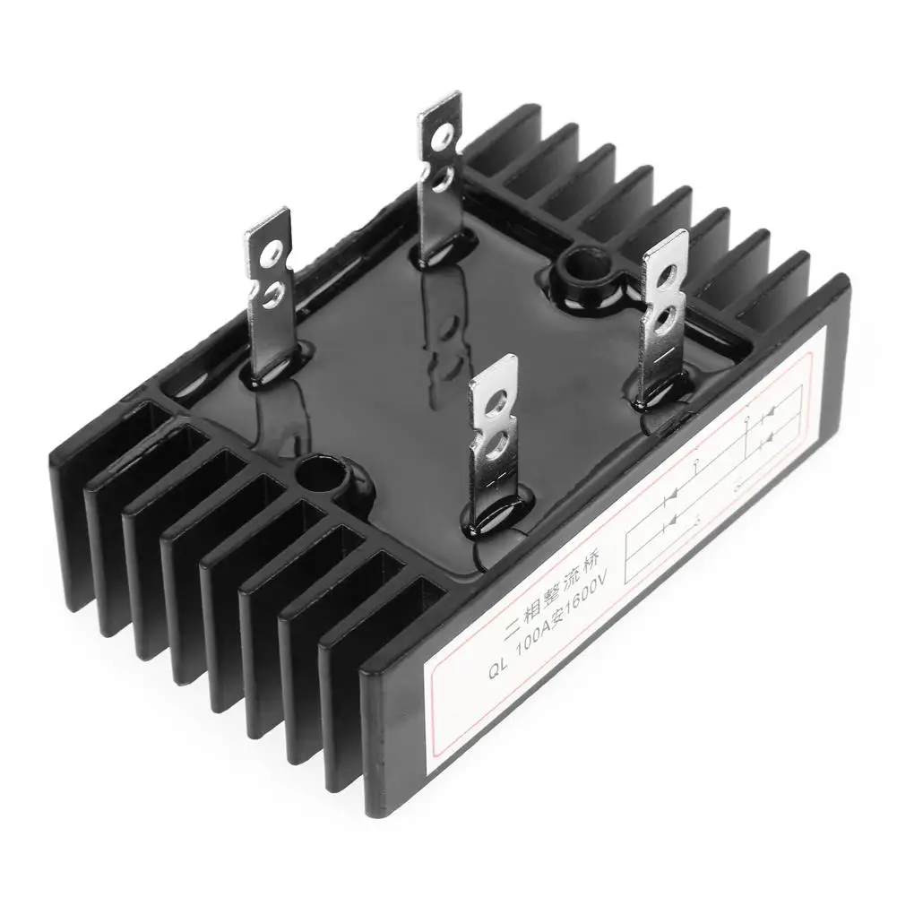 

100A 1600V Bridge Rectifier - High Power 2-Phase Diode, Black - 1pc for Efficient Energy Conversion