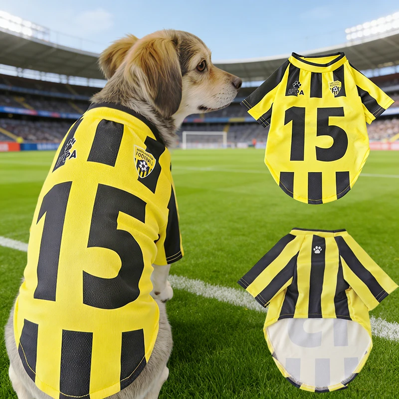 Gelbes Nr.15 Mesh Atmungsaktives Hundebekleidung Teddy Sport Großes Hunde-Trikot Basketball-Kleidung Welpen T-Shirts Sommer Haustier Katzen-Shirts